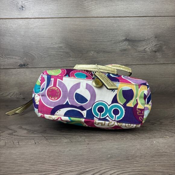 Coach Tote Purse Poppy C Signature Print Gold Trim Rainbow Graffiti F1220-F19434 - Picture 5 of 16